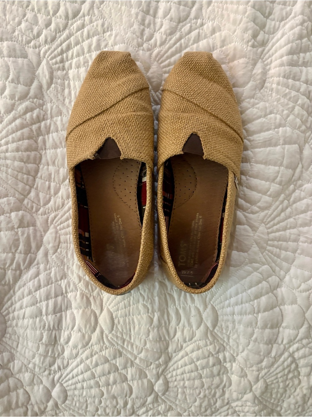 TOMS Women’s Alpargata Slip-On in Tan Woven Canvas